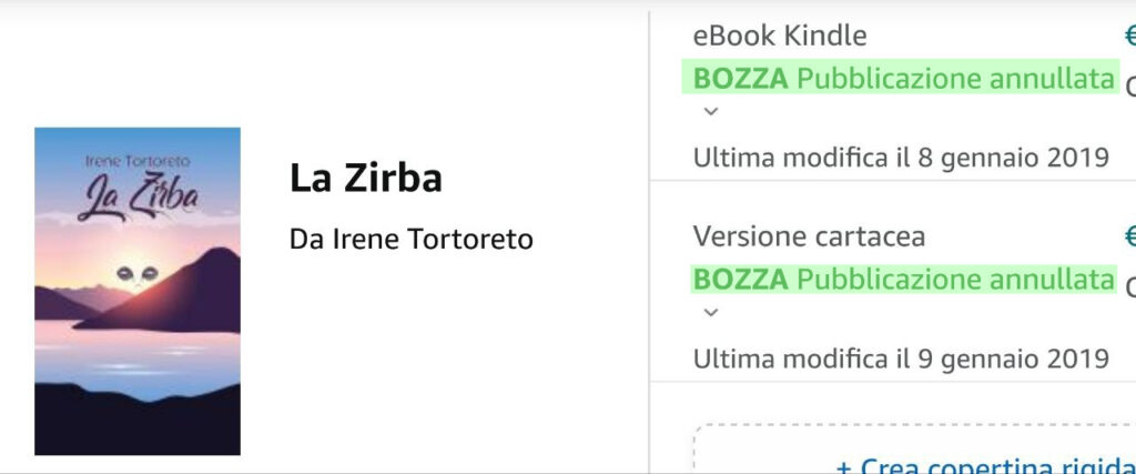 Screenshot de La Zirba con la pubblicazione annullata. 
